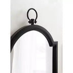 18"x30" Arched Wall Mirror Black, Traditional Farmhouse Style with Stepped Frame, Wall Mounted