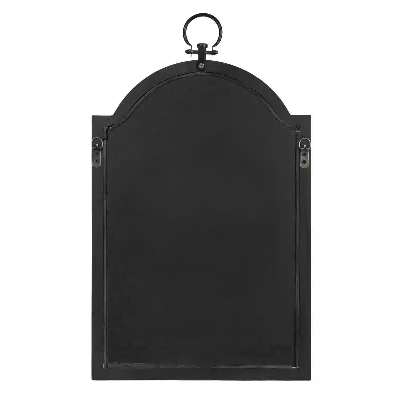 18"x30" Arched Wall Mirror Black, Traditional Farmhouse Style with Stepped Frame, Wall Mounted