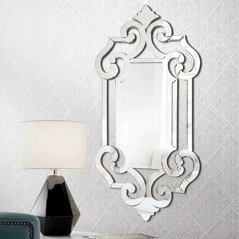 54"x14" Full Length Frameless Wall Mirror, Modern Venetian Style Glass, Wall Mounted