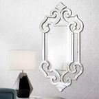 54"x14" Full Length Frameless Wall Mirror, Modern Venetian Style Glass, Wall Mounted