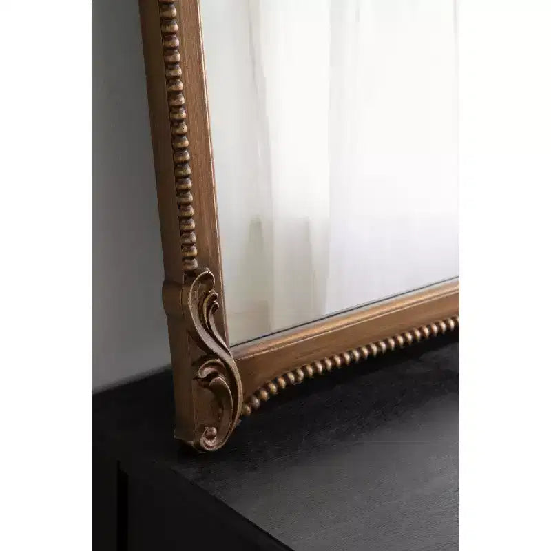 40"x30" Arched Wall Mirror Gold, Baroque-Inspired Ornate Frame with Crown Detail, Wall Mounted