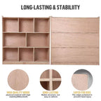 Kids 8-Cubby Storage Cabinet with 4 Casters, 2 Storage Boxes and 5 Hooks, Plywood, 48x12x36.2"