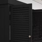 Tall Wooden Storage Cabinet with 4 Shutter Doors, 6 Shelves and 1 Drawer, 71.6" Height