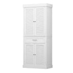 Tall Wooden Storage Cabinet with 4 Shutter Doors, 6 Shelves and 1 Drawer, 71.6" Height