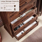 46 Farmhouse 5 Drawers Dresser for Bedroom, Tall Wood Chest of Drawers with Natural Texture for Bedroom, Living Room