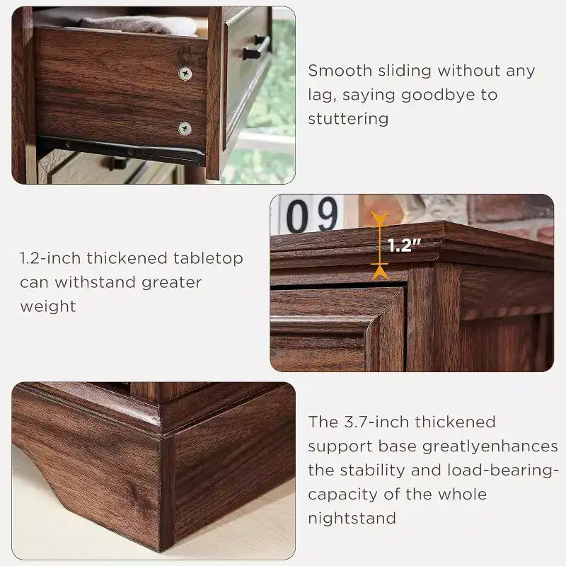 46 Farmhouse 5 Drawers Dresser for Bedroom, Tall Wood Chest of Drawers with Natural Texture for Bedroom, Living Room