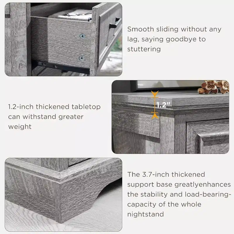 46 Farmhouse 5 Drawers Dresser for Bedroom, Tall Wood Chest of Drawers with Natural Texture for Bedroom, Living Room
