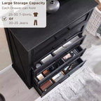 46 Farmhouse 5 Drawers Dresser for Bedroom, Tall Wood Chest of Drawers with Natural Texture for Bedroom, Living Room