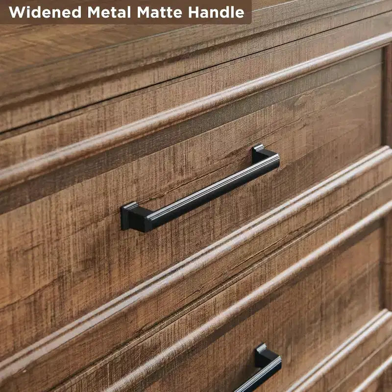 46 Farmhouse 5 Drawers Dresser for Bedroom, Tall Wood Chest of Drawers with Natural Texture for Bedroom, Living Room