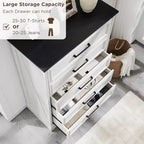 46 Farmhouse 5 Drawers Dresser for Bedroom, Tall Wood Chest of Drawers with Natural Texture for Bedroom, Living Room