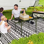 4.5ft Folding Grill Table, Portable Camping Table with 2 Wing Panels and Adjustable Height, Metal, Black