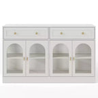 Sideboard, Sideboard with Adjustable Shelves & 4 Doors, Kitchen Storage Sideboards with 2 Drawers, Wood Coffee Bar Table, White