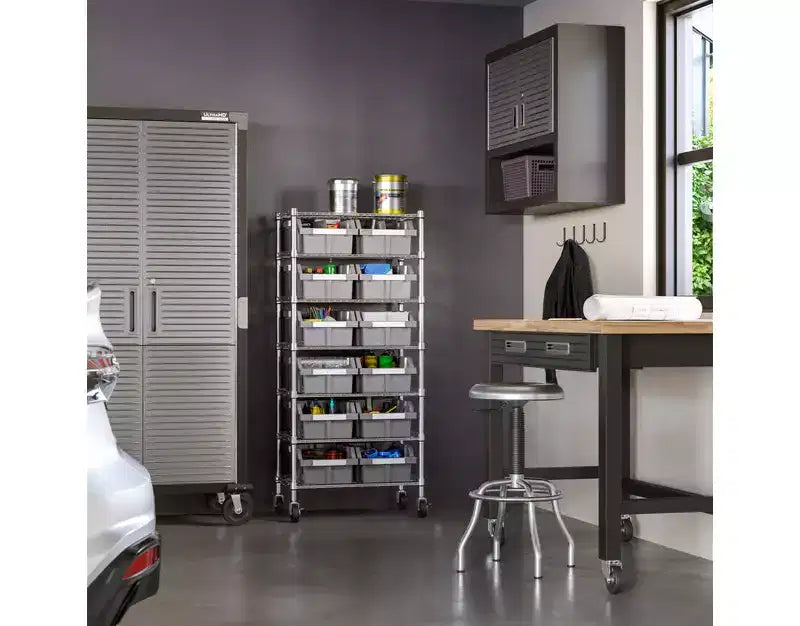 7-Tier NSF-Certified 22-Bin Rack Storage System, Steel Wire with Mobile Wheels and Leveling Feet