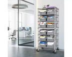 7-Tier NSF-Certified 22-Bin Rack Storage System, Steel Wire with Mobile Wheels and Leveling Feet