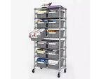 7-Tier NSF-Certified 22-Bin Rack Storage System, Steel Wire with Mobile Wheels and Leveling Feet