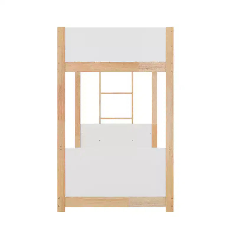 Kids Twin-Over-Twin Bunk Bed, Convertible to 2 Twin Beds, Solid Wood Frame with Ladder and Guardrails