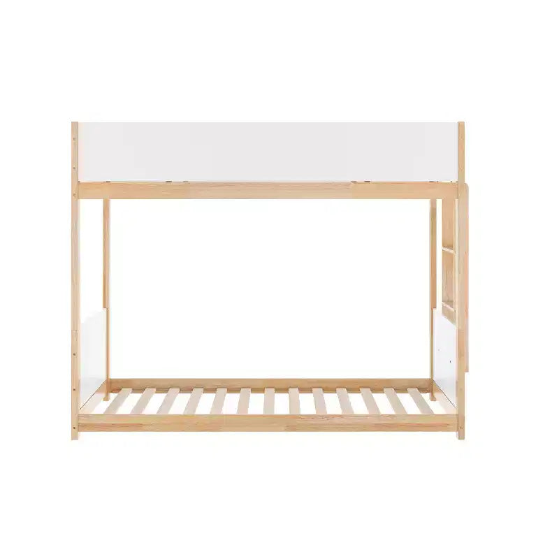 Kids Twin-Over-Twin Bunk Bed, Convertible to 2 Twin Beds, Solid Wood Frame with Ladder and Guardrails