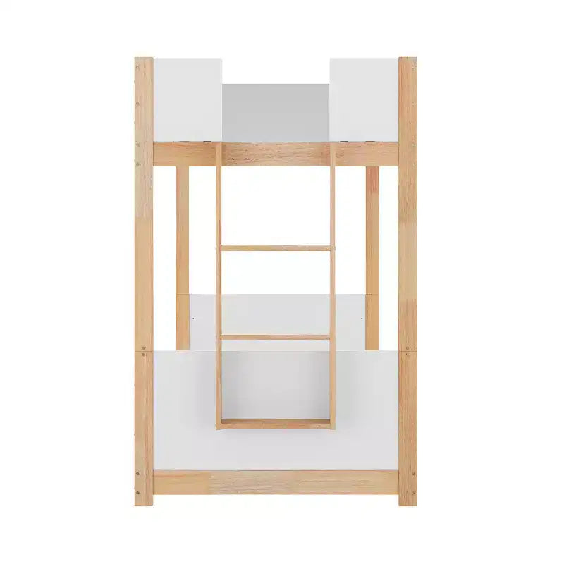 Kids Twin-Over-Twin Bunk Bed, Convertible to 2 Twin Beds, Solid Wood Frame with Ladder and Guardrails