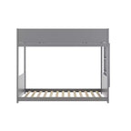 Kids Twin-Over-Twin Bunk Bed, Convertible to 2 Twin Beds, Solid Wood Frame with Ladder and Guardrails