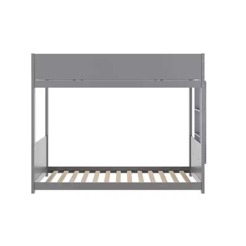 Kids Twin-Over-Twin Bunk Bed, Convertible to 2 Twin Beds, Solid Wood Frame with Ladder and Guardrails