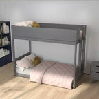 Kids Twin-Over-Twin Bunk Bed, Convertible to 2 Twin Beds, Solid Wood Frame with Ladder and Guardrails