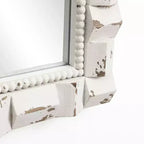 36" Distressed White Arched Rectangle Wall Mirror, Vintage Style MDF Frame, Accent and Vanity