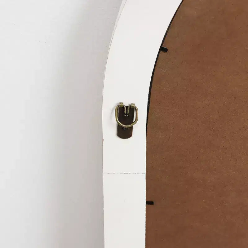 36" Distressed White Arched Rectangle Wall Mirror, Vintage Style MDF Frame, Accent and Vanity