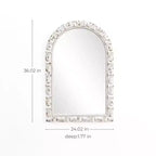 36" Distressed White Arched Rectangle Wall Mirror, Vintage Style MDF Frame, Accent and Vanity