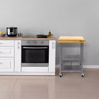 Foldable Kitchen Island Cart, Wheeled Rolling Storage Cart with 2 Shelves, Portable Prep Table for Kitchen, Dining Rooms, and Patios