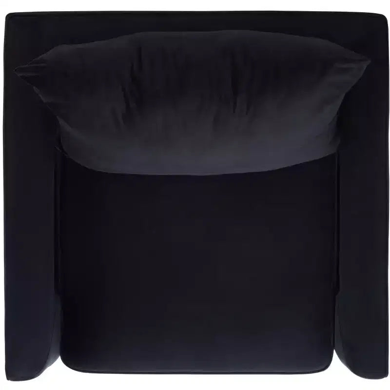 Upholstered Club Chair, Black & Chrome Cotton Accent Chair for Living Room or Bedroom