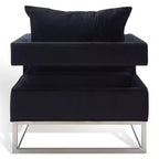 Upholstered Club Chair, Black & Chrome Cotton Accent Chair for Living Room or Bedroom