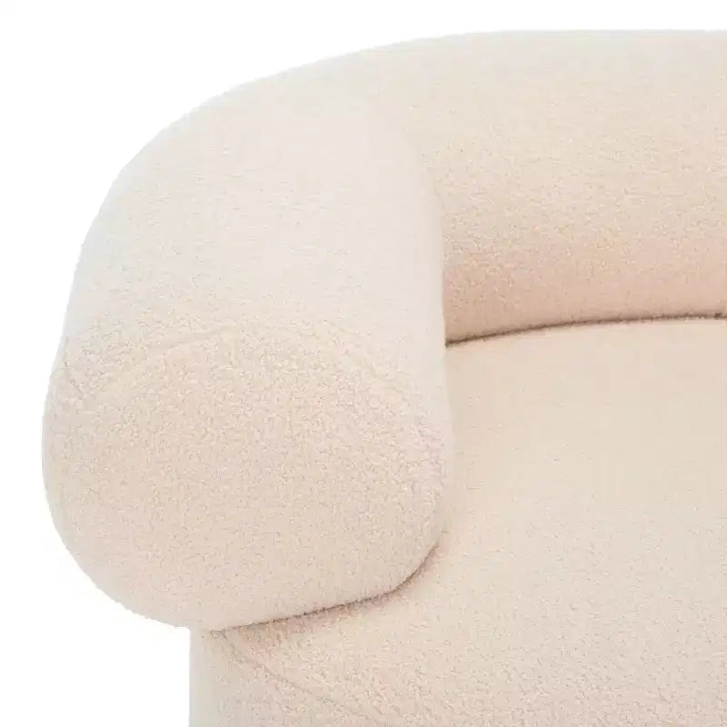 Swivel Accent Chair in Sand, Faux Lambswool Polyester Upholstered Chair with Pine Wood Frame