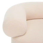 Swivel Accent Chair in Sand, Faux Lambswool Polyester Upholstered Chair with Pine Wood Frame