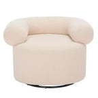 Swivel Accent Chair in Sand, Faux Lambswool Polyester Upholstered Chair with Pine Wood Frame