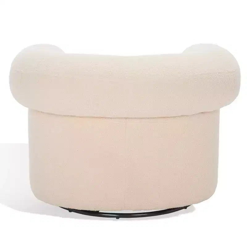 Swivel Accent Chair in Sand, Faux Lambswool Polyester Upholstered Chair with Pine Wood Frame