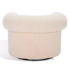 Swivel Accent Chair in Sand, Faux Lambswool Polyester Upholstered Chair with Pine Wood Frame