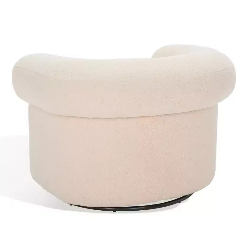 Swivel Accent Chair in Sand, Faux Lambswool Polyester Upholstered Chair with Pine Wood Frame