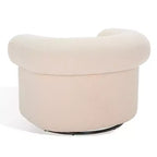 Swivel Accent Chair in Sand, Faux Lambswool Polyester Upholstered Chair with Pine Wood Frame