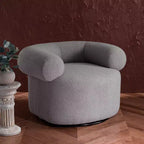 Swivel Accent Chair in Sand, Faux Lambswool Polyester Upholstered Chair with Pine Wood Frame