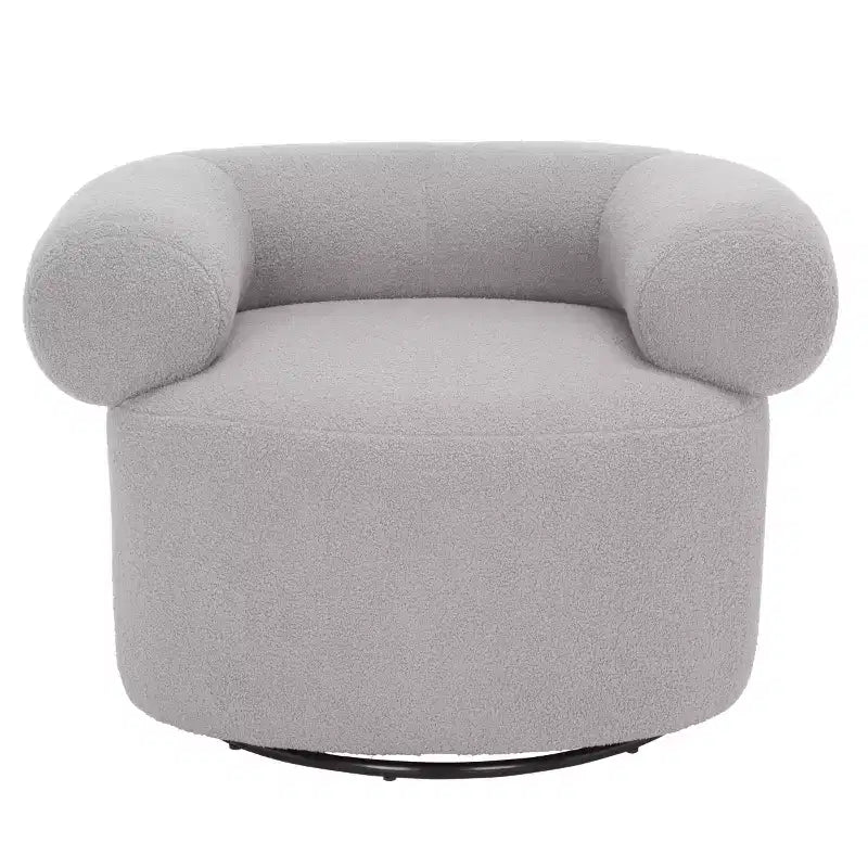 Swivel Accent Chair in Sand, Faux Lambswool Polyester Upholstered Chair with Pine Wood Frame