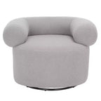 Swivel Accent Chair in Sand, Faux Lambswool Polyester Upholstered Chair with Pine Wood Frame