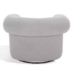 Swivel Accent Chair in Sand, Faux Lambswool Polyester Upholstered Chair with Pine Wood Frame