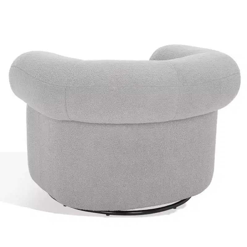 Swivel Accent Chair in Sand, Faux Lambswool Polyester Upholstered Chair with Pine Wood Frame