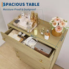 44" Farmhouse Dresser with 5 Drawers, Natural Wood Rustic Chest with Metal Bar Handles for Bedroom & Living Room