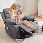 PU Leather Rocker Recliner Chair with Massage and Heat, Swivel Reclining Sofa with Cup Holder, Rocking Chair for Living Room, Bedroom
