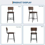 Set of 2 Bar Stools with Thick Cushion, High Back, Footrest and Reinforced Steel Frame, 25.6" Seat Height
