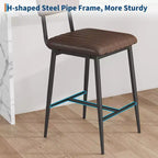 Set of 2 Bar Stools with Thick Cushion, High Back, Footrest and Reinforced Steel Frame, 25.6" Seat Height