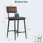Set of 2 Bar Stools with Thick Cushion, High Back, Footrest and Reinforced Steel Frame, 25.6" Seat Height