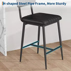 Set of 2 Bar Stools with Thick Cushion, High Back, Footrest and Reinforced Steel Frame, 25.6" Seat Height