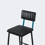 Set of 2 Bar Stools with Thick Cushion, High Back, Footrest and Reinforced Steel Frame, 25.6" Seat Height